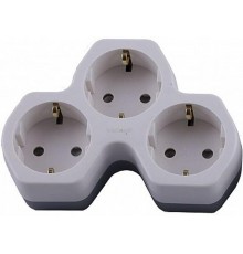 ADP16-13-20 Разветвитель сетевой 3-местный с/з, 250В,16A, белый/серый  32871  STEKKER