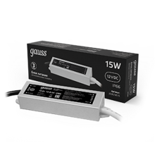 Блок питания для светодиодной ленты пылевлагозащищенный 15W 12V IP66  202023015  Gauss
