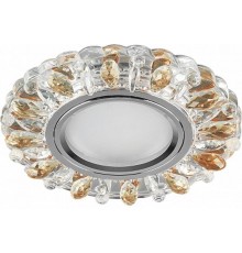 Светильник точечный встраиваемый под лампу, с LED подсветкой CD916 15LED*2835 SMD 4000K, MR16 50W G5.3, прозрачный-коричневый, хром  28990  FERON