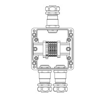 Взрывозащищенная клеммная коробка из полиэстера TBE-P-03-(4xCBC.4-1xTEO.4)-1xKAEPM3MHK-20(A)-2xKAEPM3MHK-20(C)1Ex e IIC Т5 Gb / Extb IIIC T95°C Db IP6