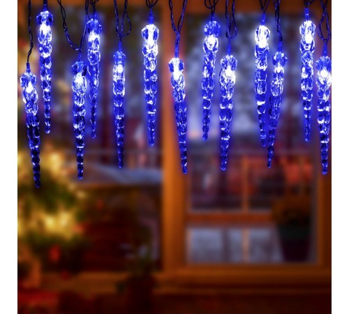 Гирлянда нить ЕGNIG - IC Сосульки, синий, 3,8 м, 220 V, длина провода 1,5 м, 20 LED, IP20  Б0055995  ЭРА