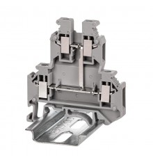 Клемма двухуровневая, винтовой зажим, 4 точки подключения, 4 кв.мм, серая  KRUK-5-PV  DKC