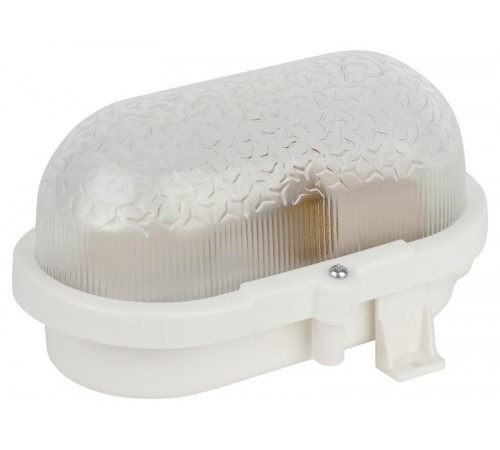 Светильник пылевлагозащищен. под лампу для ЖКХ НБП 01-60-012 с ободком Евро пластик / стекло IP53 E27 max 60Вт 184х115х90 овал белый  Б0052016  ЭРА