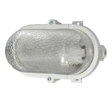 Светильник пылевлагозащищен. под лампу для ЖКХ НБП 01-60-012 с ободком Евро пластик / стекло IP53 E27 max 60Вт 184х115х90 овал белый  Б0052016  ЭРА