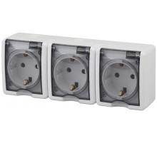 Розетка 11-2406-01  3-ая с заземлением IP54, шторки, 16АХ-250В, ОУ, Эксперт, Белый Б0020722  ЭРА