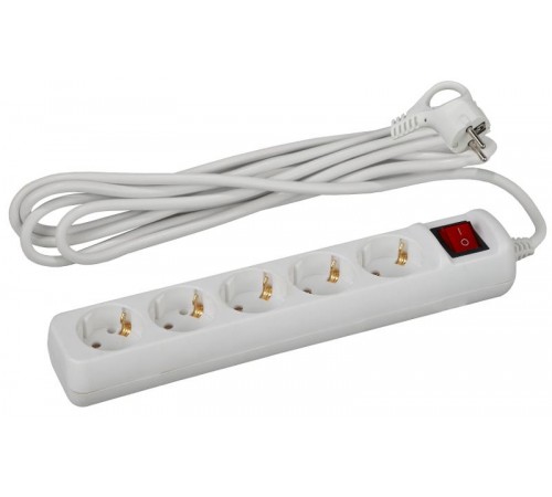 Удлинитель Россия ЭРА UX-5es-3m Удлин-ль c заземлением, 3x0,75мм2, c выкл. 5гн, 3м  Б0035757  ЭРА