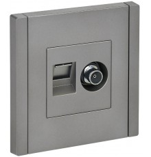 FORTE&PIANO Розетка двойная TV+RJ45 кат.5E FP536 сталь  FP-AK20-1-K46  IEK