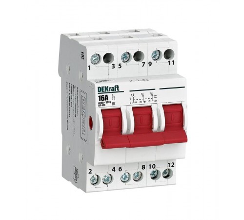 Трехпозиционный выключатель-разъединитель 3P 16A ВР-103  17212DEK  DEKraft
