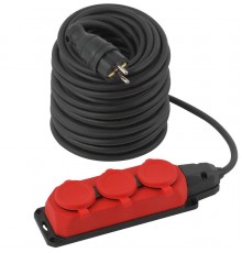 Удлинитель силовой UK-3e-3x1,5-50m-IP44(KG) с заземлением 3 розетки каучук 50м КГ 3х1,5мм2 IP44  Б0057584  ЭРА