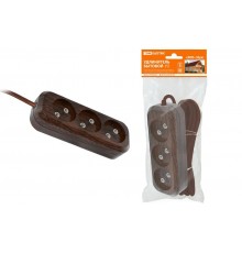 Удлинитель бытовой У3 3 гнезда, 3метра,2П б/з, ПВС 2х0,75мм2 "Эко" (бук) 10А/250В  SQ1303-3201  TDM