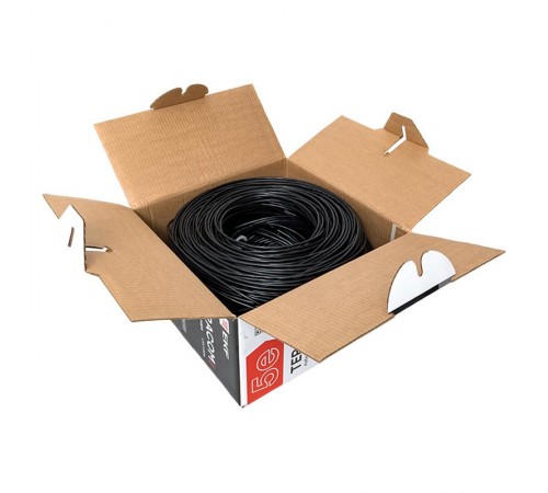 Кабель витая пара TERACOM Cat.5E U/UTP 4 пары solid внешний цвет черный упак. 305м) TRC-5EUTP-04PE-BK-OUT3  EKF