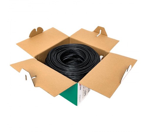 Кабель витая пара TERACOM Cat.5E U/UTP 4 пары solid внешний цвет черный упак. 305м) TRC-5EUTP-04PE-BK-OUT3  EKF