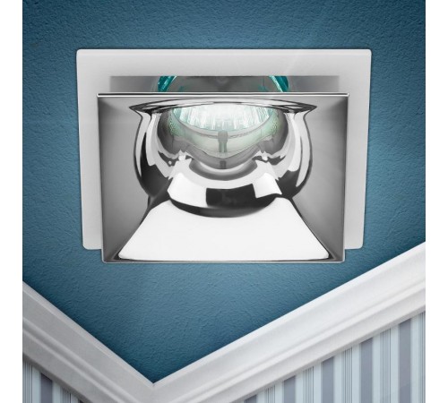 Cветильник встраиваемый декоративный KL102 WH/CH MR16 GU5.3 белый хром  Б0056354  ЭРА