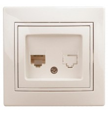 1-303-02 Intro Розетка информационная RJ45, IP20, СУ, Plano, сл.кость  Б0027622  Intro