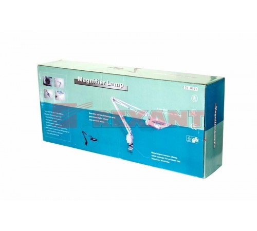 Лупа на струбцине , квадратная, 5D, с подсветкой, белая  31-0111  REXANT