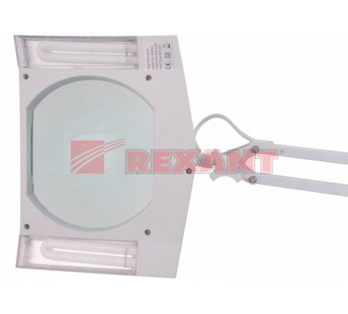 Лупа на струбцине , квадратная, 5D, с подсветкой, белая  31-0111  REXANT