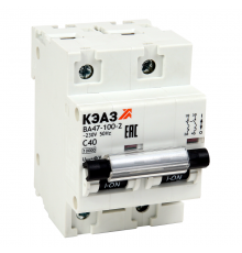 Выключатель автоматический двухполюсный ВА47-100-2B10-УХЛ3 (10кА) 318695  КЭАЗ
