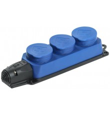 Колодка каучуковая с/з 3 гн ОМЕГА IP44 синяя РБ33-1-0м  PKR61-016-2-K07  IEK