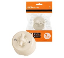 Выключатель поворотный проходной с ручкой (бантик) 10А сл. кость "Виви"  SQ1820-1305  TDM