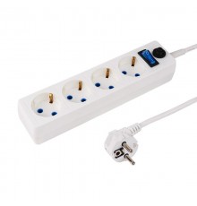 Сетевой фильтр STANDARD 4 гнезда, 1.5 м, 3х0.75 кв.мм, с/з + автовыкл., белый  11-7226  PROconnect