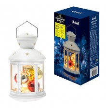Фонарь с LED гирляндой внутри  ULD-L1220-012/TTB/WW WHITE   на батарейке 12 диодов 3000К режим мерцания белый корпус. 12*20 см  UL-00002310  Uniel