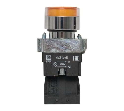 Кнопка BA51 с подстветкой 230В желтая NO PROxima  xb2-bw51-230  EKF