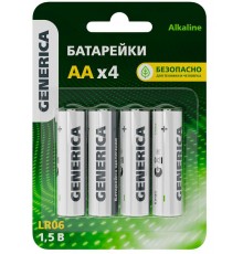 Батарейка щелочная Alkaline LR06/AA (4шт/блистер)  ABT-LR06-ST-L04-G  GENERICA
