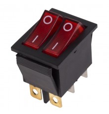 Выключатель клавишный 250V 15А (6с) ON-OFF красный с подсветкой ДВОЙНОЙ  36-2410  REXANT