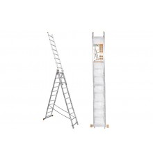 Лестница алюминиевая, ЛА3х12, 3х секционная х 12 ступеней, h=7870 мм, Народная  SQ1028-0204  TDM