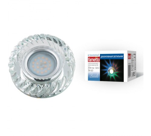 Светильник декор.встр Luciole DLS-L123 GU5.3 GLASSY/CLEAR/RGB GU5.3 доп.LED подсветка 3Вт, RGB. стекл/стекл. зерк./прозр  UL-00000374  Fametto