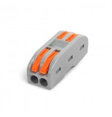 Строительно-монтажная клемма СМК проходная сечение 0,08 - 4 мм  2-проводная серая с рычагом  (25 шт/уп)  PR08.12591  Промрукав