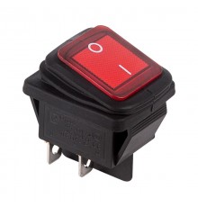 Выключатель клавишный 250V 15А (4с) ON-OFF красный с подсветкой ВЛАГОЗАЩИТА  36-2360  REXANT