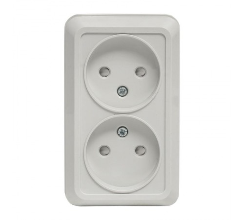 Рим Розетка 2-местная 10А без заземления белая с защ. штор. EKF  ENR10-102-100  EKF