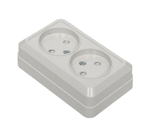 Рим Розетка 2-местная 10А без заземления белая с защ. штор. EKF  ENR10-102-100  EKF