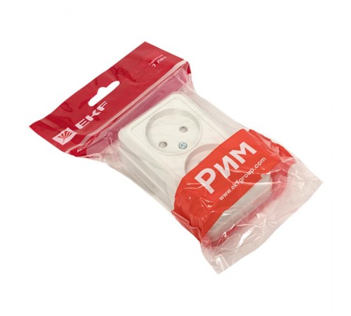 Рим Розетка 2-местная 10А без заземления белая с защ. штор. EKF  ENR10-102-100  EKF