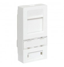 Вставка розеточная TERACOM PRO 45x22,5мм Mosaic на 1 мод со шторкой и маркером белая  TRP-INS-MOS-1M1P-WH  EKF