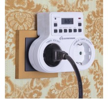 TMH-E-5 16A x2 IP20 Белый розетка-таймер  a026138  Elektrostandard