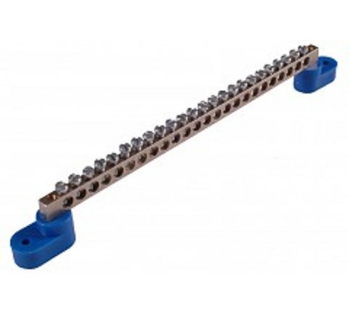 Шина _PE_ 63.24.2 Шина "РЕ" на 24 присоединения  63А 2 крепежных отверстия  Шина _PE_ 63.24.2  HEGEL