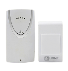 Звонок беспроводной ЗБ-1 32 мелодии 120м с кнопкой белый  4690612013299  IN HOME