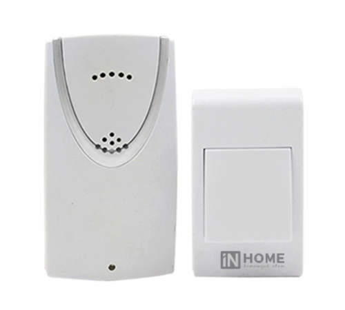 Звонок беспроводной ЗБ-1 32 мелодии 120м с кнопкой белый  4690612013299  IN HOME