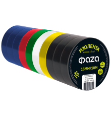 Комплект изол. ФАZА 15мм * 10м, 10 роликов 6 цветов арт.5030725