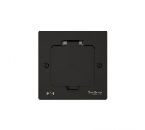 MultiDesk Лючок с розеткой 2К+З, 16А/250В, IP44 с монтажной коробкой для стены, фальшпола, стола Чёрный матовый, тип MDK21  MDK21102MBA  SE