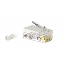 Разъем под витую пару PLUG-8P8C-UV-C6-100 RJ-45(8P8C) кат.6 (50 µ"/ 50м.дюй.),универс.(д.одн.имногож.каб.),со вставкой (100 шт)  49364  Hyperline