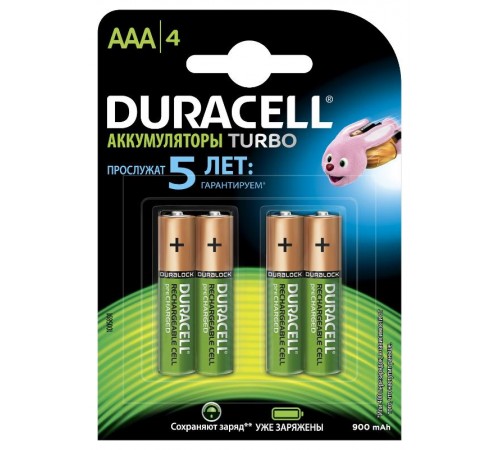 Аккумуляторы Duracell HR03-4BL 850mAh/900mAh предзаряженные  Б0014861  Duracell
