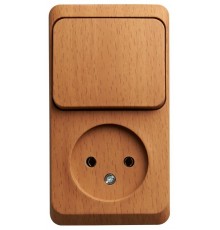 Этюд Бук О/У Блок: Розетка без заземления + Выключатель 1-клавишный  BPA16-204T  SE