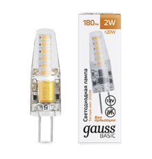Лампа светодиодная   Basic G4 12V 2W 180lm 3000K силикон LED 1/20/200  1159712  Gauss