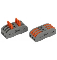 Клемма  NO-225-395 проходная 222-2413 с рычагами 3 полюса 0.08-2.5/4 мм2 упаковка 15 шт  Б0067908  ЭРА