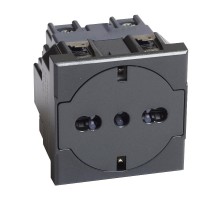 AXOLUTE. Розетка 2К+З 16А 250В, немецкого/итальянского стандартов,с плоской лицевой панелью. Цвет Антрацит  HS4140/16F  Legrand