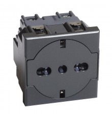 AXOLUTE. Розетка 2К+З 16А 250В, немецкого/итальянского стандартов,с плоской лицевой панелью. Цвет Антрацит  HS4140/16F  Legrand