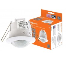 Датчик движения ДДТ-01 1200Вт, 10-420с, 6м, 3+Лк, 120(сбоку)+360(сверху)гр IP20,  SQ0324-0017  TDM